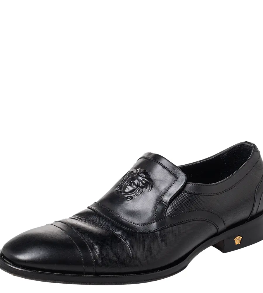 Versace Black Leather Medusa Embellished Slip On Oxford Size 40
