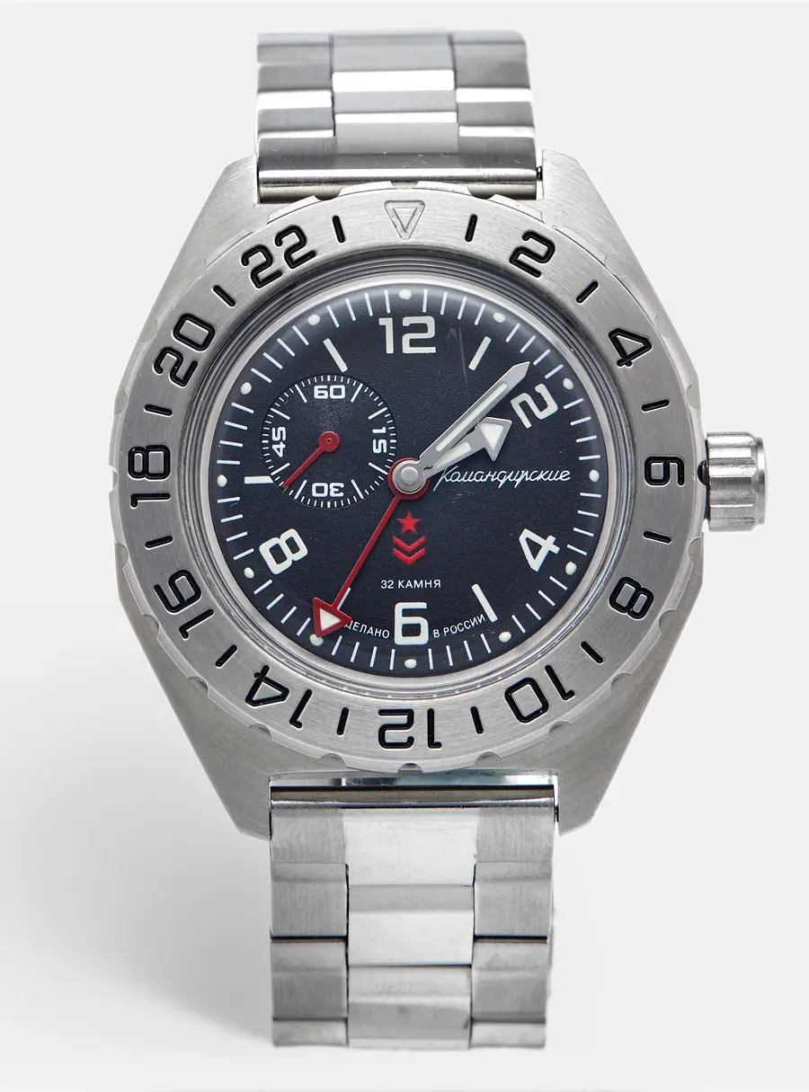 Vostok Komandirskie 650539 Black Dial Stainless Steel Men's Wristwatch 42mm