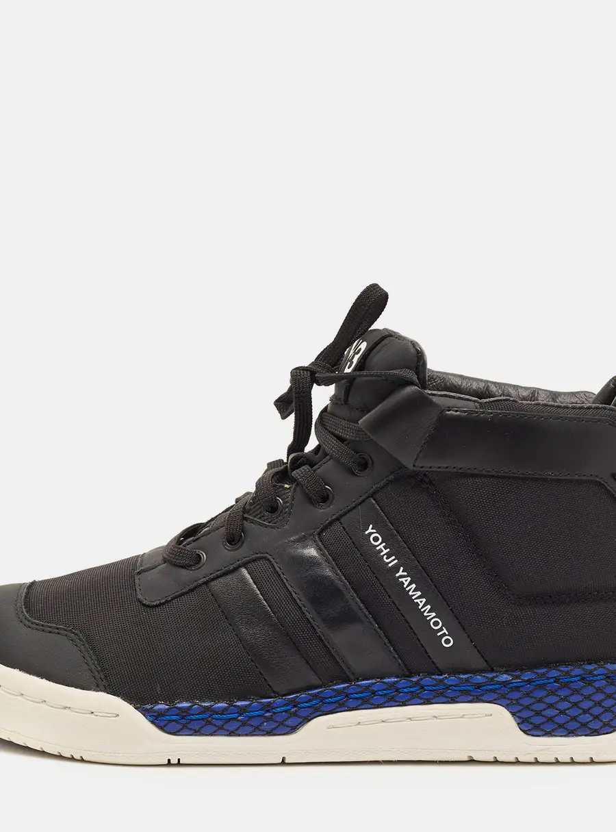 Y-3 Courtside Size 40 Black Leather and Mesh High Top Sneakers