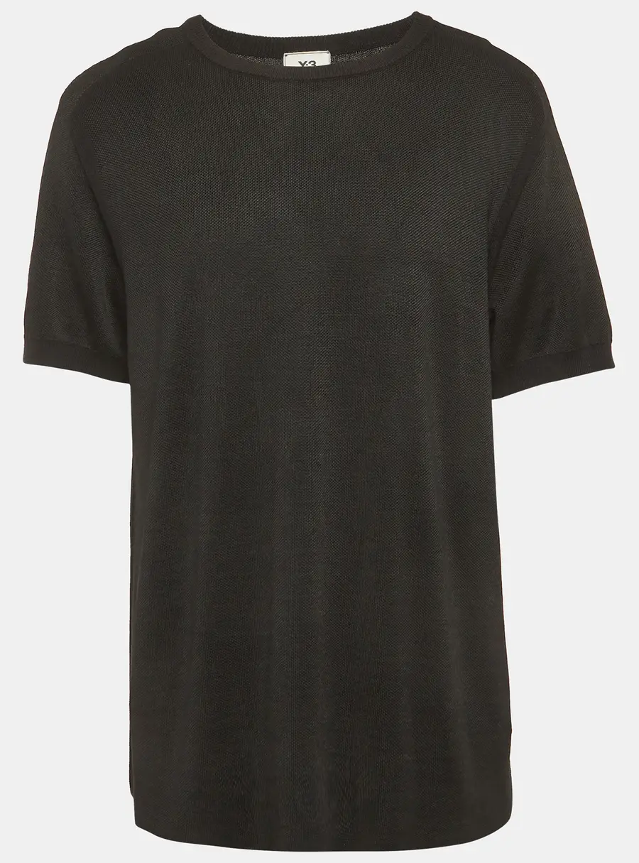 Y-3 Black Mesh Jersey Crew Neck T-Shirt L