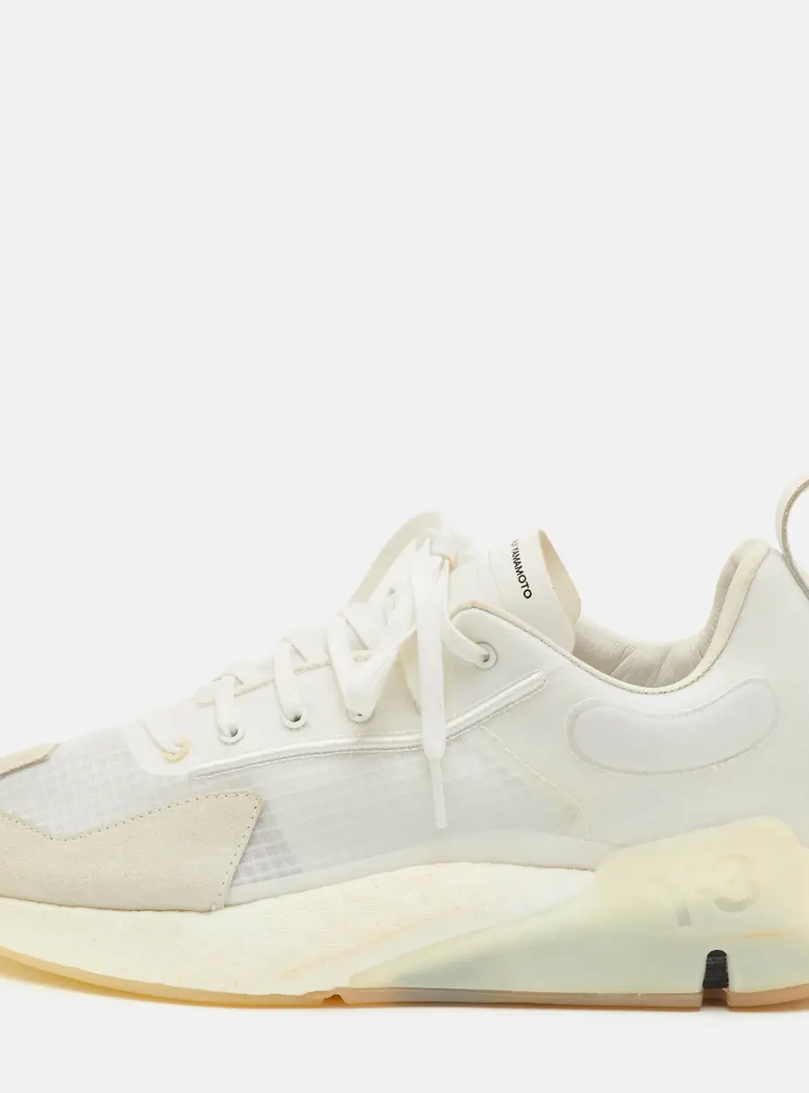 Y-3 Adidas Orisan Size 42 White Mesh and Suede Core White Low Top Sneakers