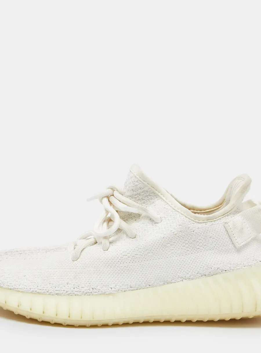 Yeezy x Adidas White Knit Fabric Boost 350 V2 Triple White Sneakers Size 38 2/3