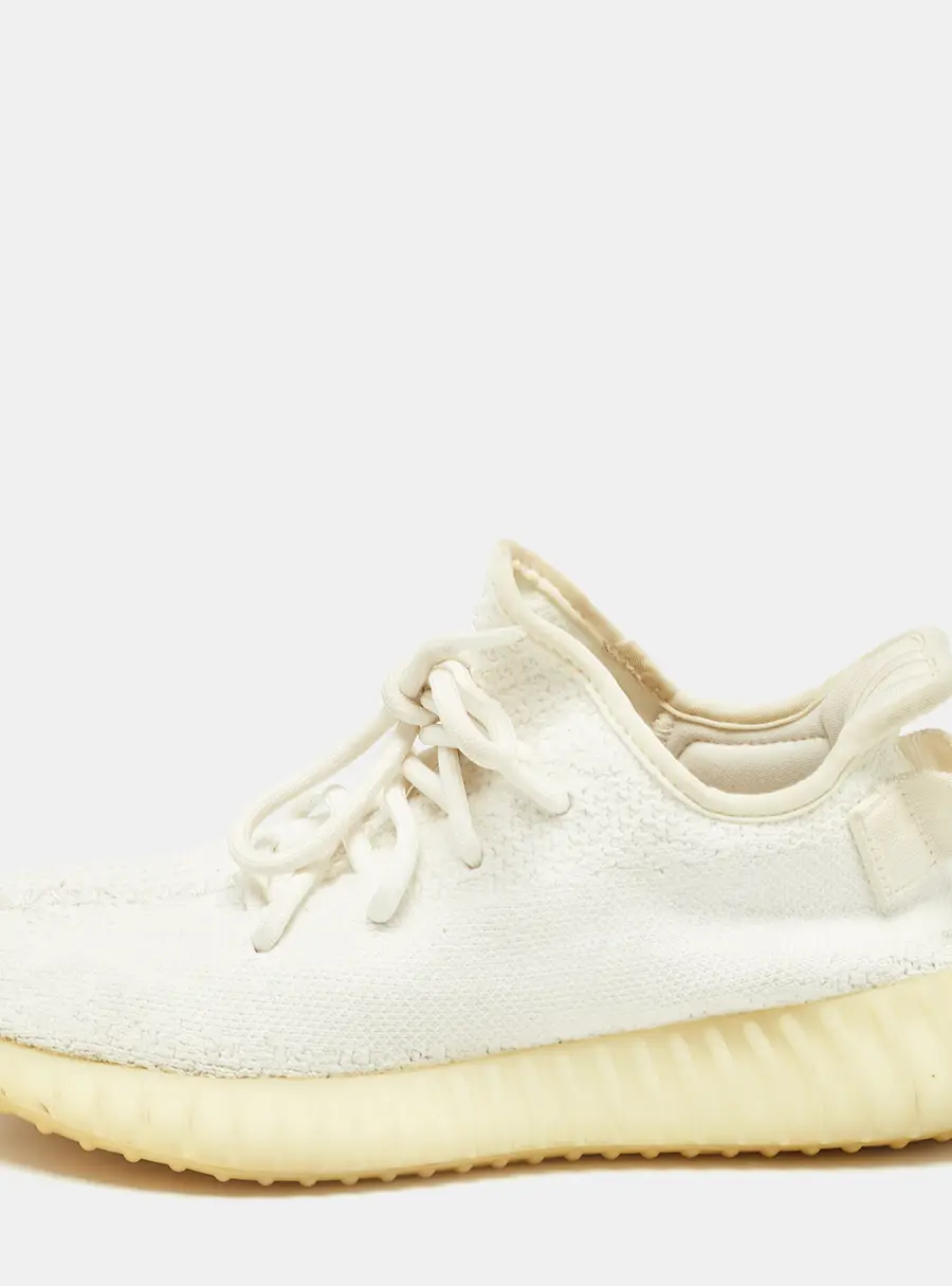 Yeezy x Adidas White Knit Fabric Boost 350 V2 Cream White Sneakers Size 39 1/3