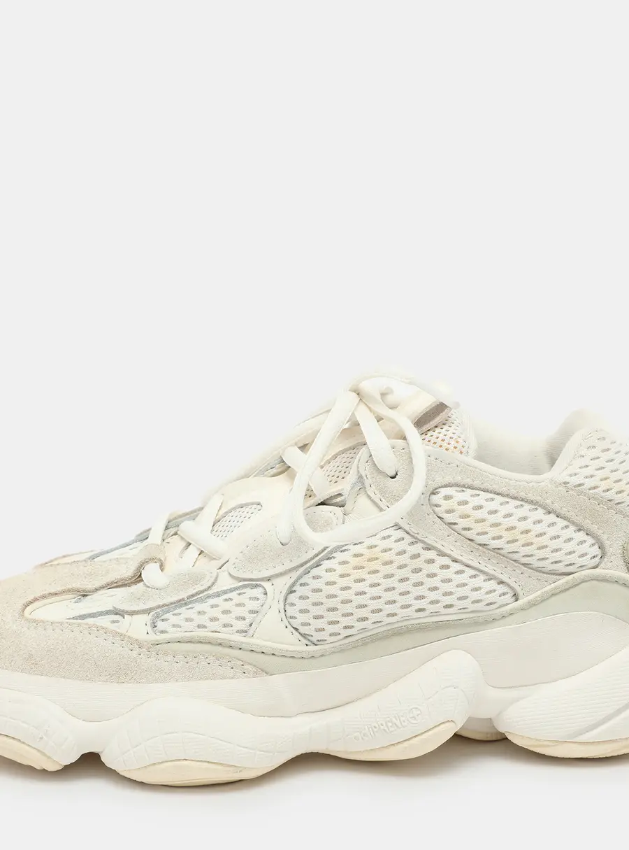 Yeezy x Adidas Cream Mesh and Suede Yeezy 500 'Bone White' Low Top Sneakers Size 36