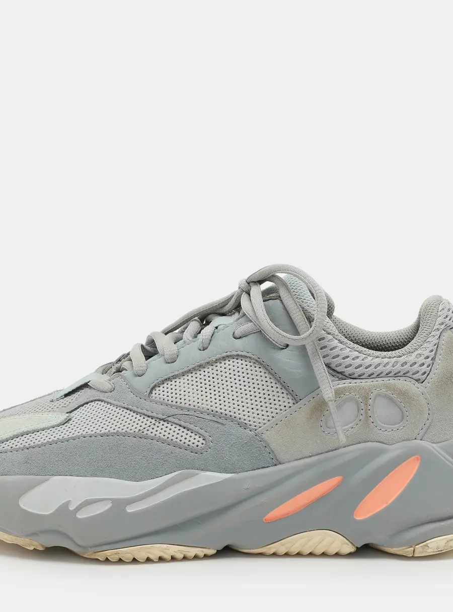 Yeezy x Adidas Grey Leather and Mesh Boost 700 'Inertia' Low Top Sneakers Size 40