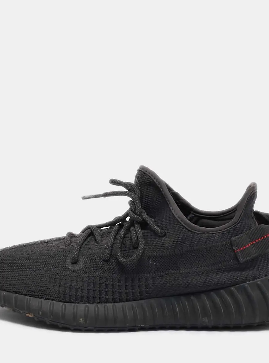 Yeezy x Adidas Black Knit Fabric Boost 350 V2 Static Black Non-Reflective Sneakers Size 44