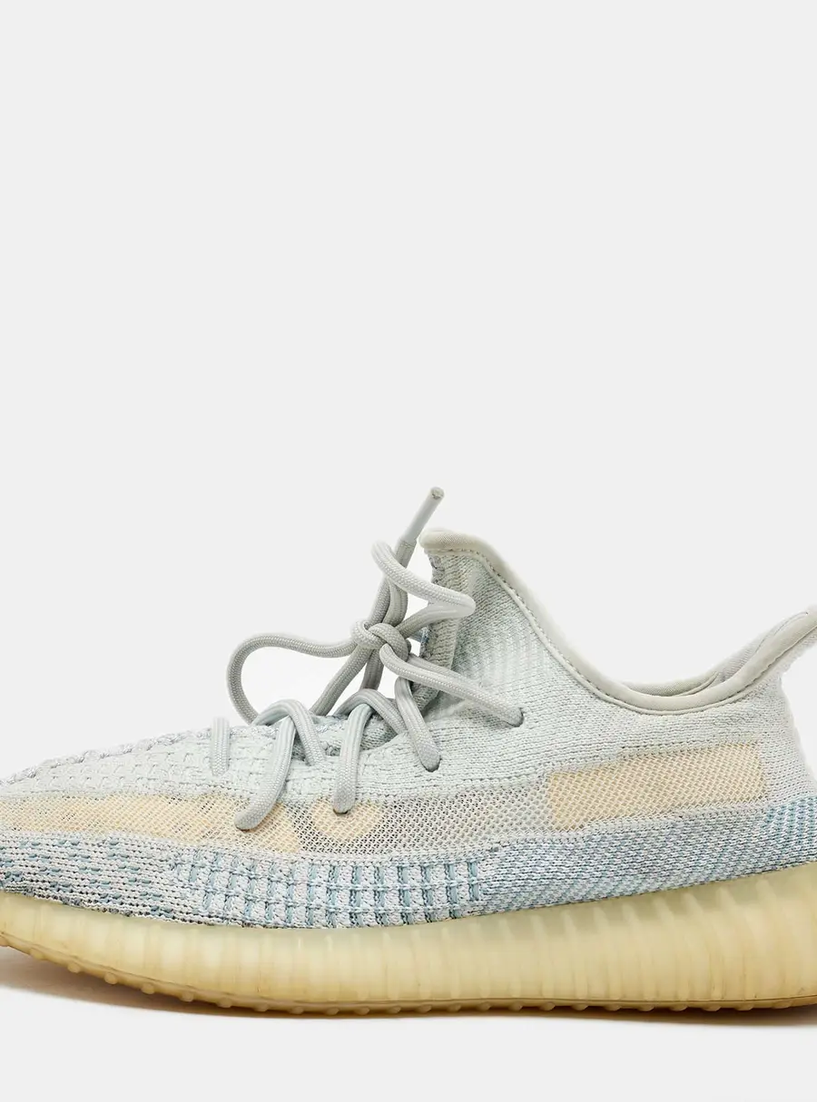 Yeezy x Adidas Green/White Knit Fabric Boost 350 V2 Cloud White Non-Reflective Sneakers 41 1/2