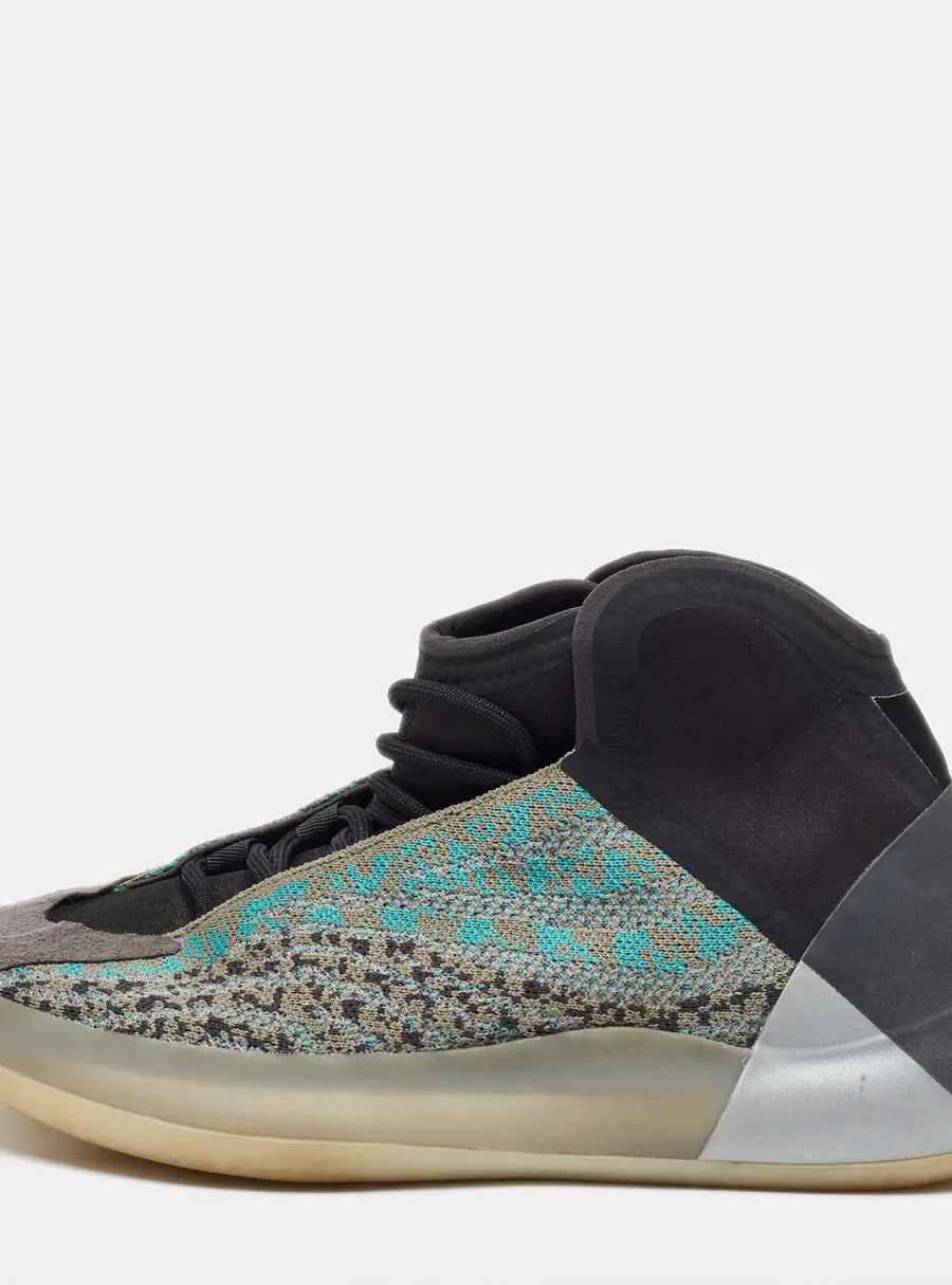 Yeezy x Adidas Multicolor Knit Fabric and Neoprene QNTM Teal Blue Sneakers Size 39 1/3