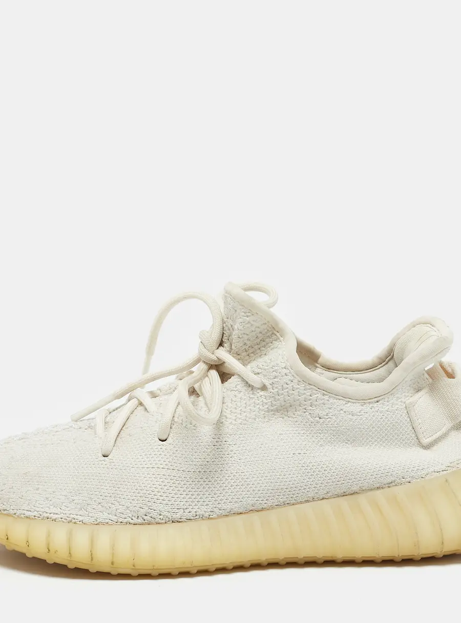 Yeezy x Adidas White Knit Fabric Boost 350 V2 White Sneakers Size 40
