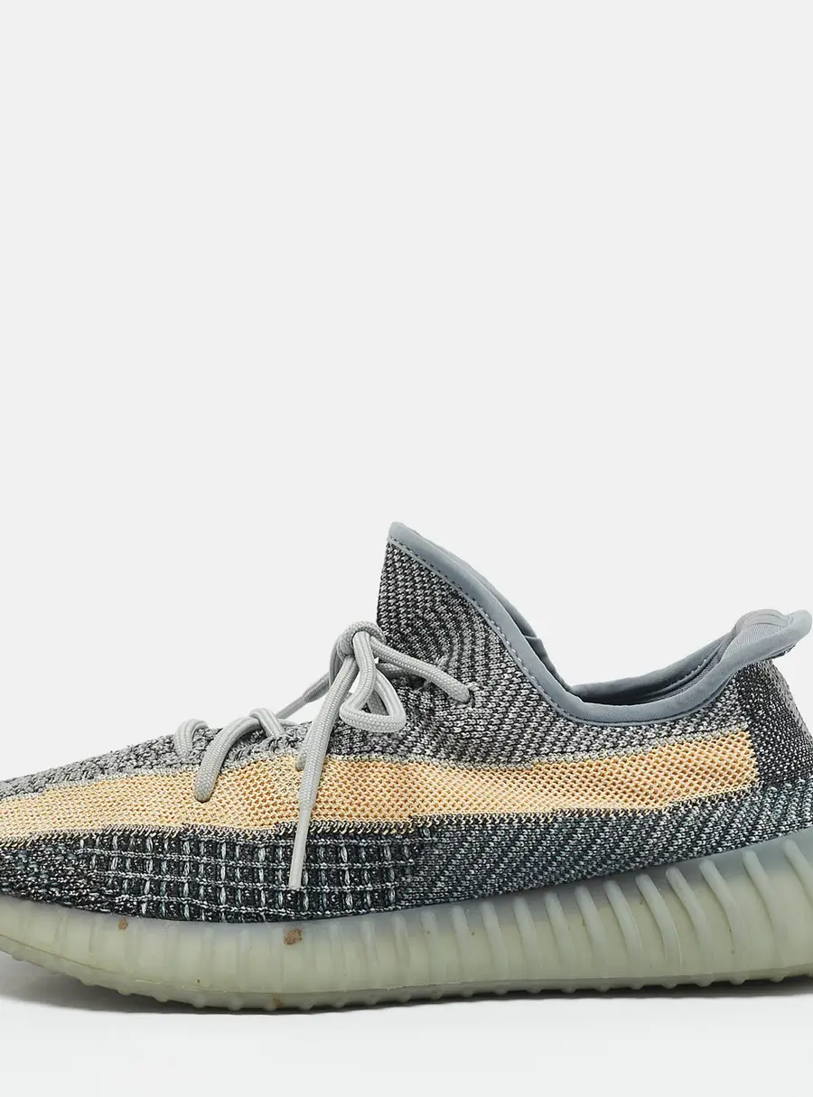 Adidas x Yeezy Boost 350 V2 Ash Blue/Grey Knit Fabric Lace Up Sneakers Size 44 2/3