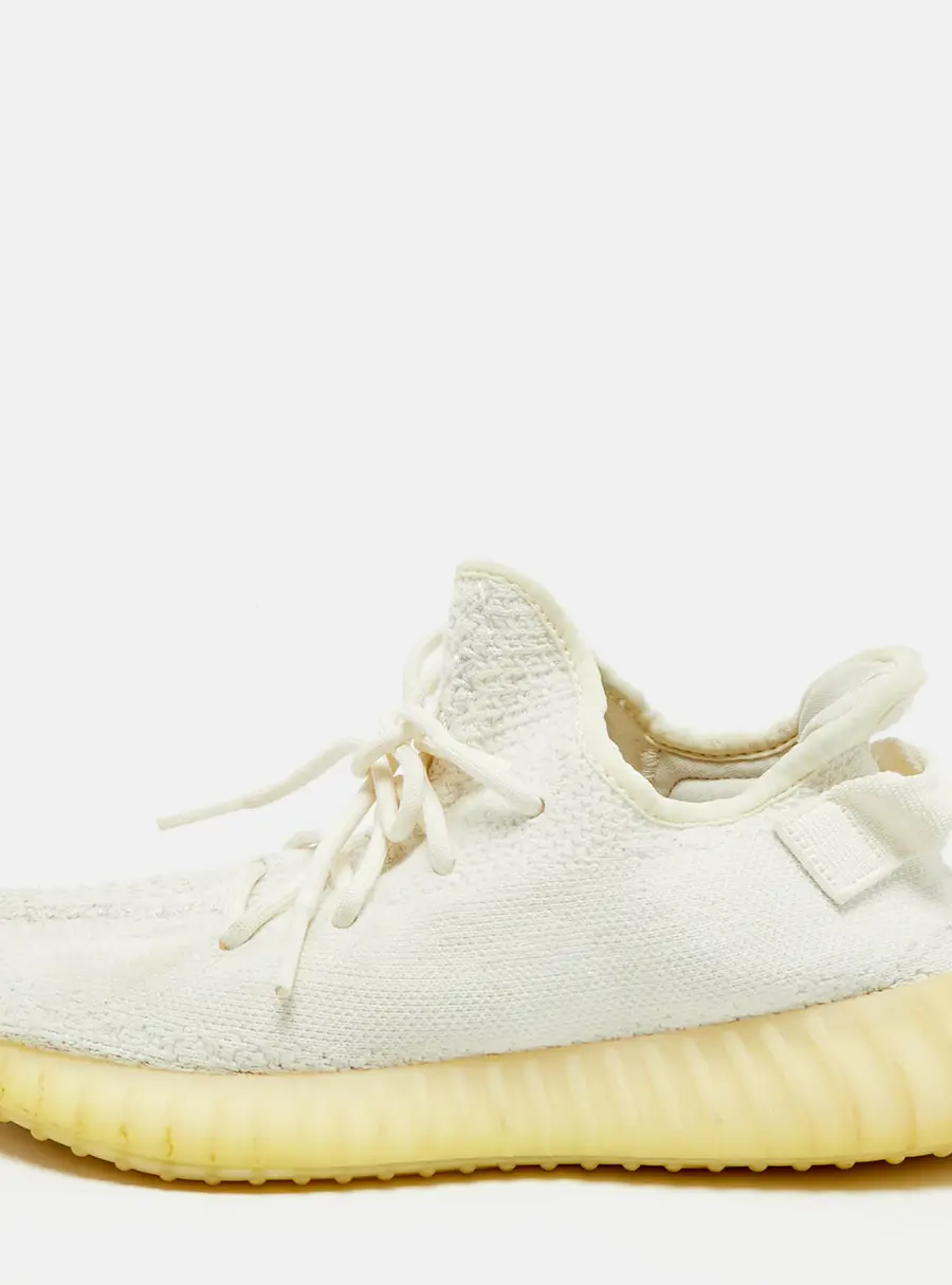 Yeezy x Adidas  White Knit Fabric Boost 350 V2 White  Sneakers Size 43 1/3