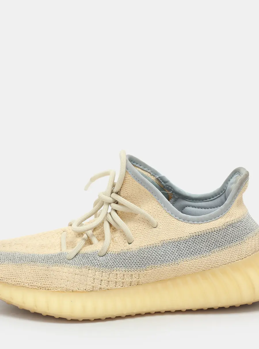 Yeezy x Adidas Light Beige Knit Fabric Boost 350 V2 Linen Sneakers Size 40