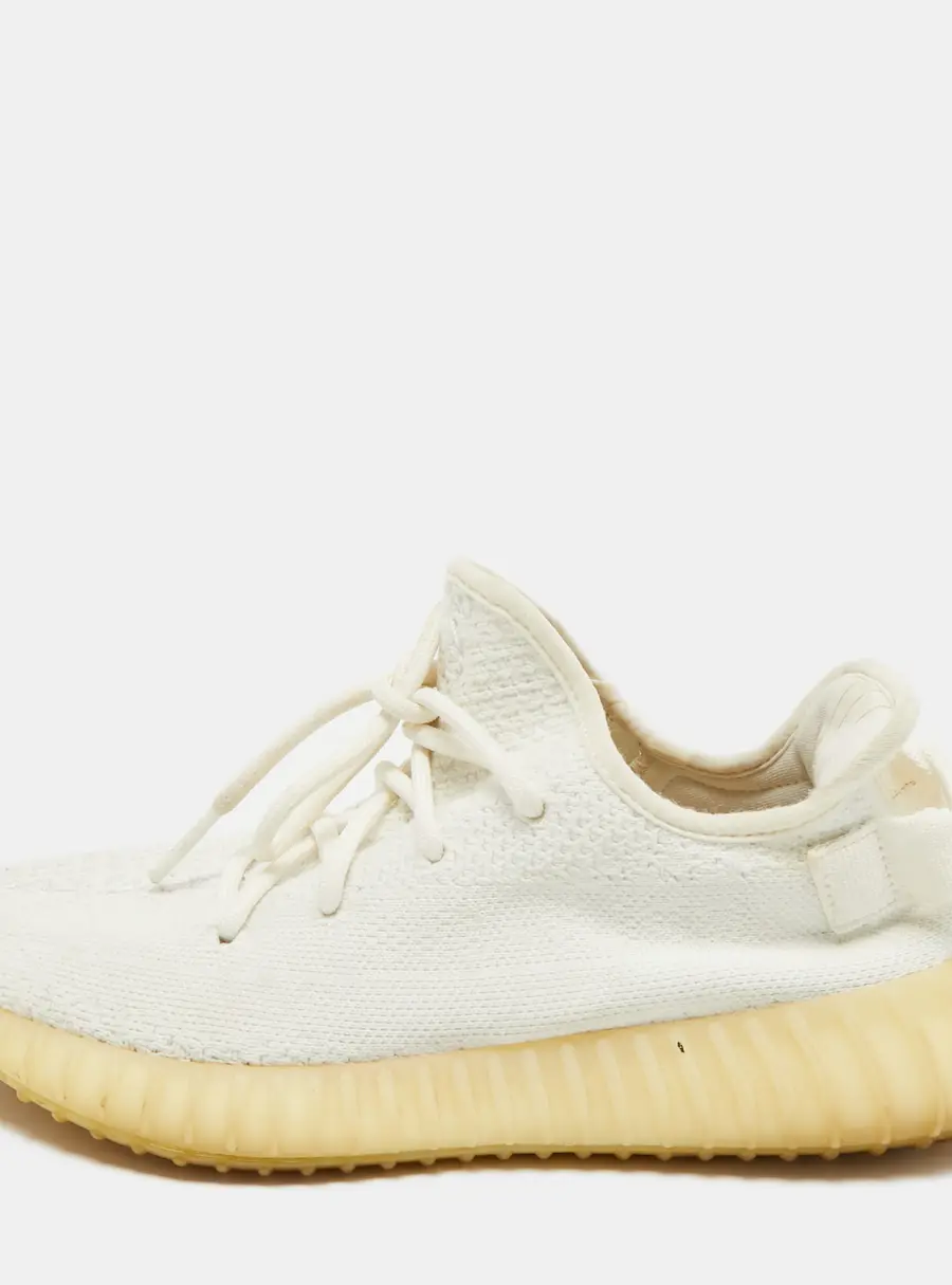 Yeezy x Adidas White Knit Fabric Boost 350 V2 Cream White Sneakers Size 401/3