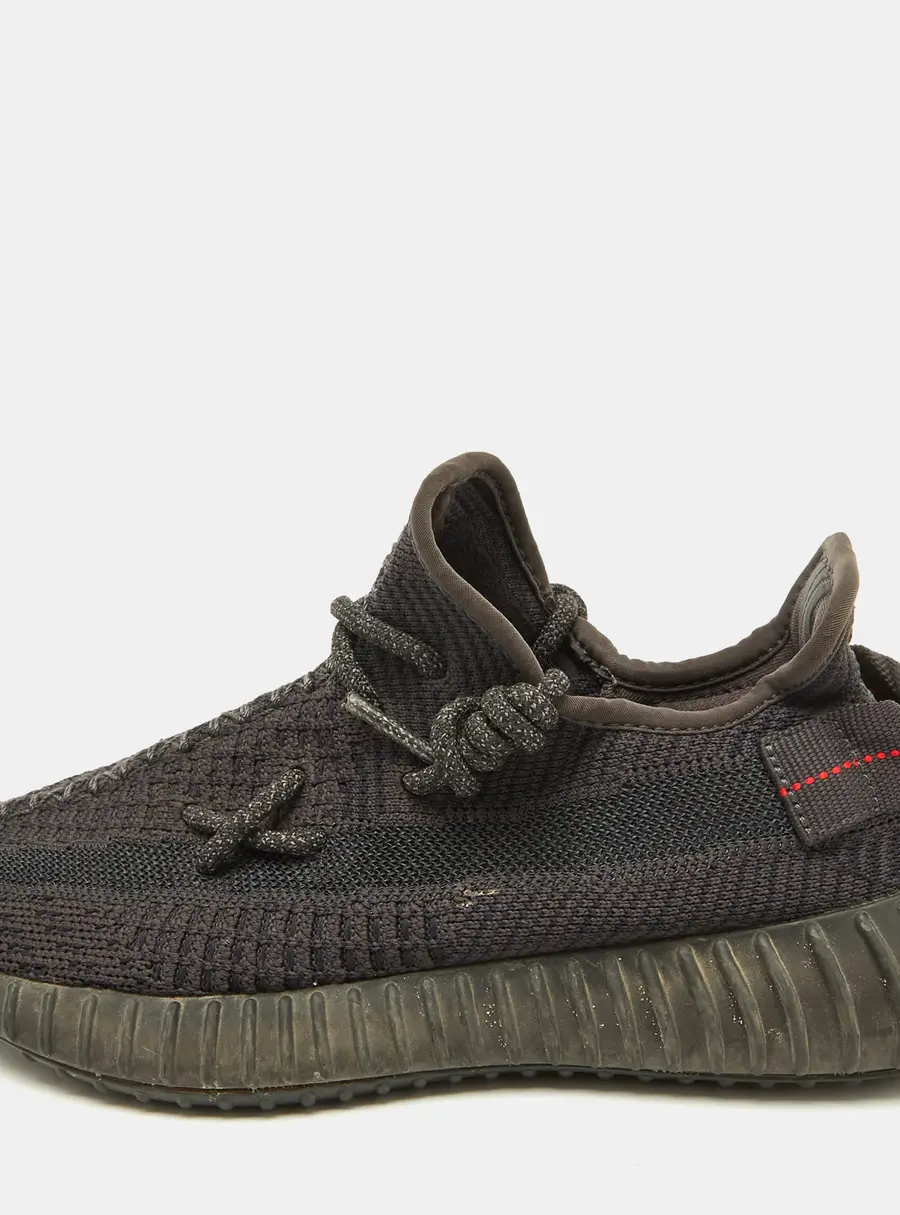 Yeezy x Adidas Black Knit Fabric Boost 350 V2 Black Non-Reflective Sneakers Size 37 1/3