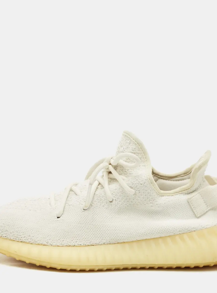 Yeezy x Adidas White Knit Fabric Boost 350 V2 Cream White Sneakers Size 44