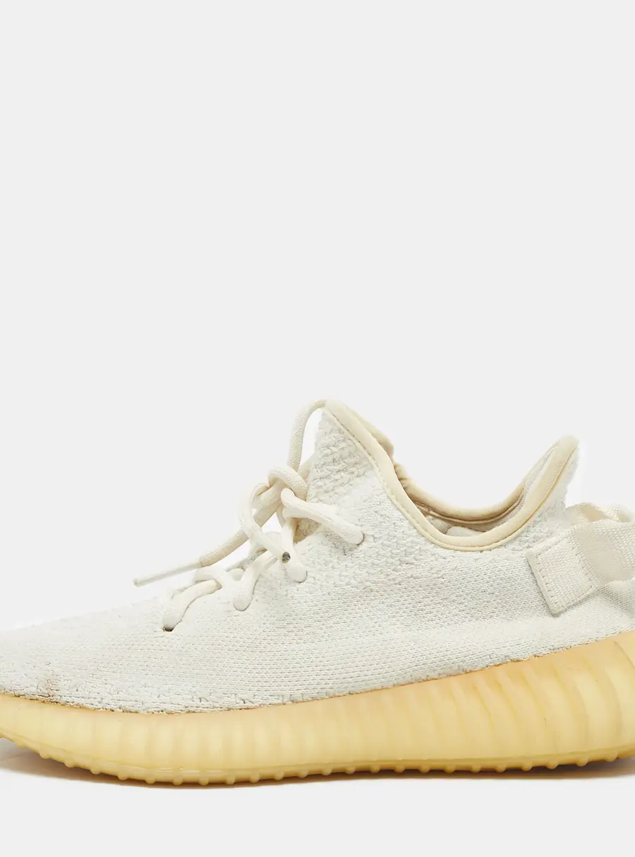 Yeezy x Adidas White Knit Fabric Boost 350 V2 Cream Sneakers Size 38