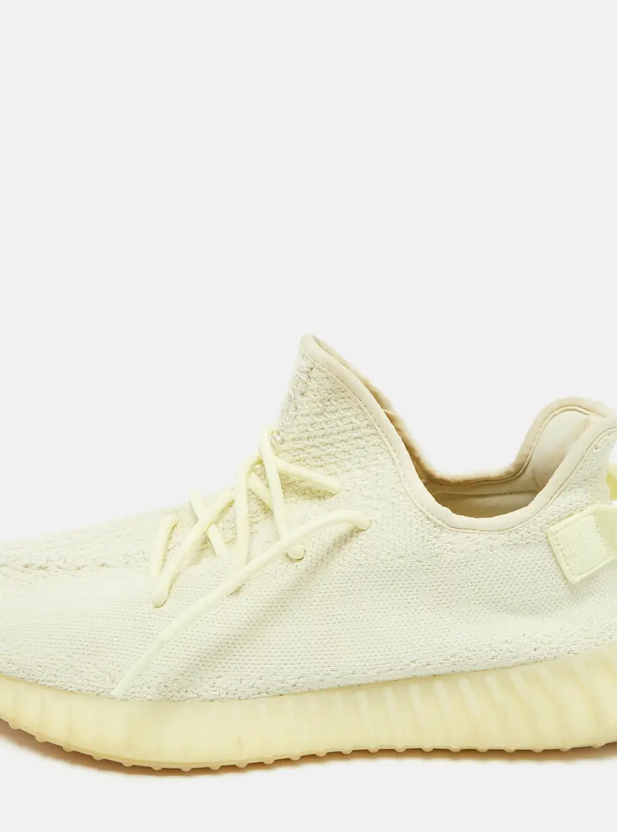 Yeezy x Adidas Light Yellow Knit Fabric Boost 350 V2 Butter Sneakers Size 46 2/3