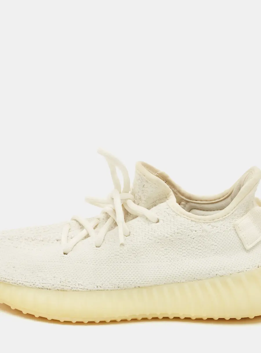 Yeezy x Adidas White Knit Fabric Boost 350 V2 Triple White Sneakers Size 38 2/3