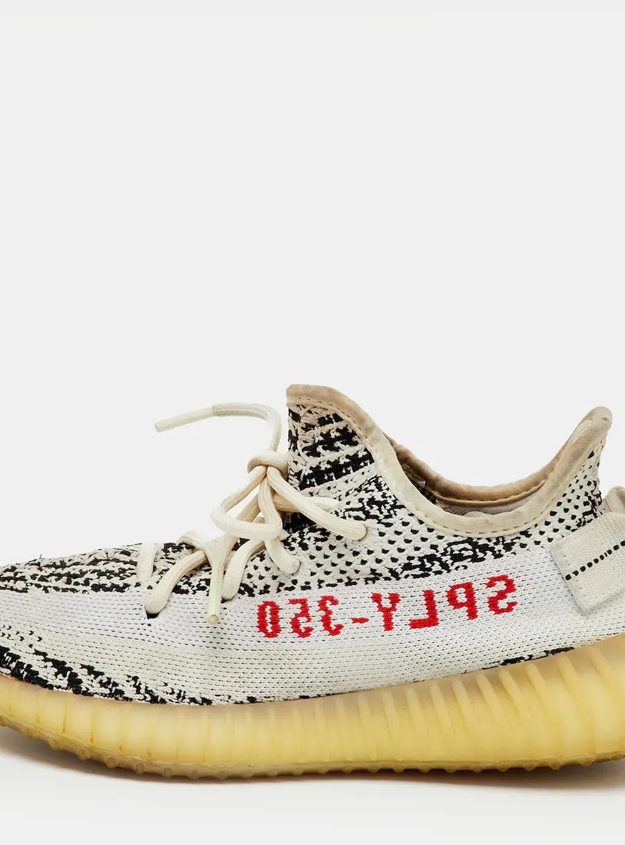 Yeezy x Adidas White/Black Knit Fabric Boost 350 V2 Zebra Sneakers Size 36 2/3