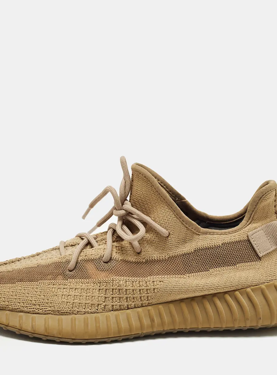 Yeezy x Adidas Boost 350 V2 Earth Size 47.5 Brown Knit Fabric Lace Up Sneakers