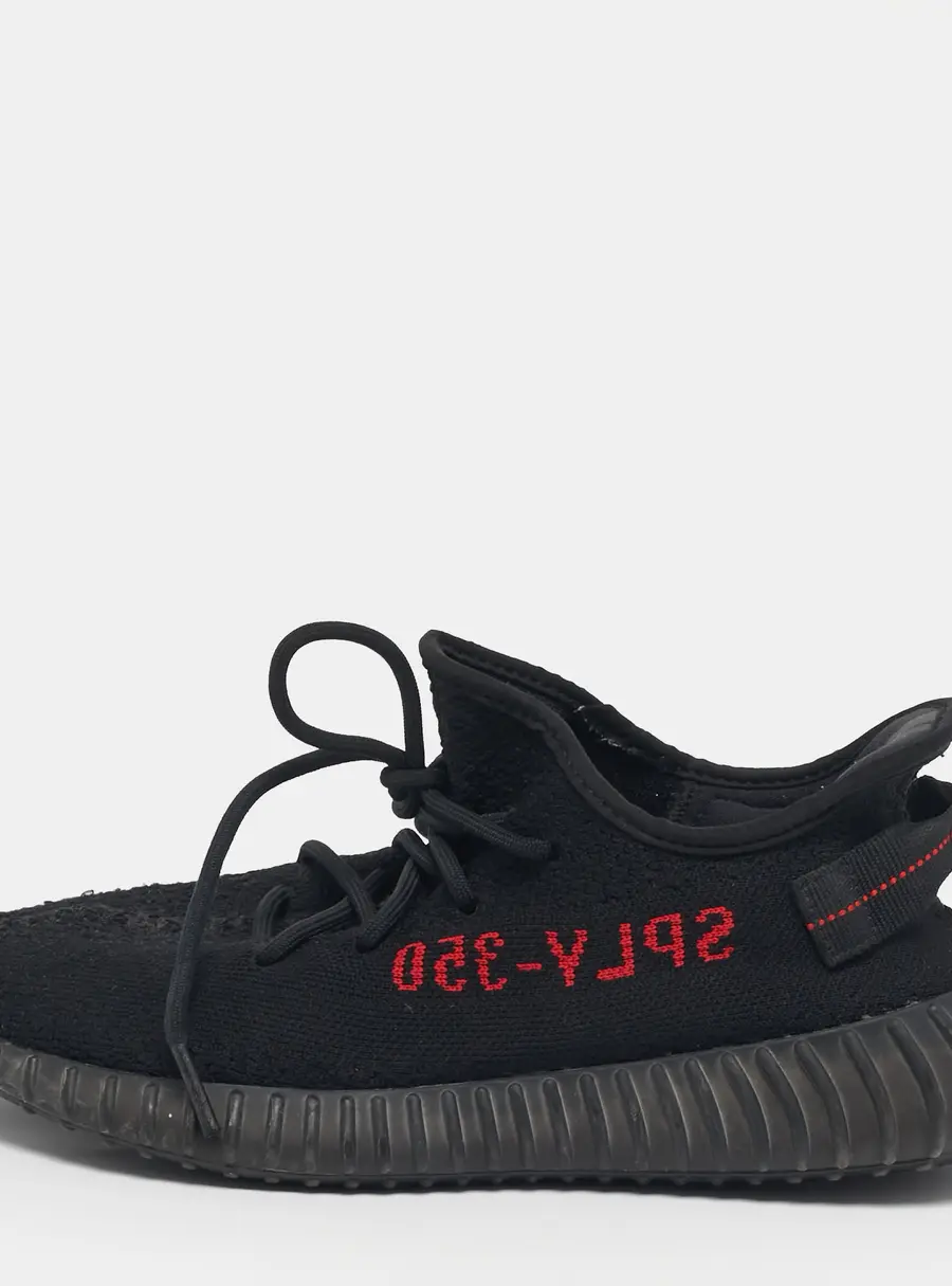 Yeezy x Adidas Boost 350 V2 Size 43.5 Black Knit Fabric Low Top Sneakers