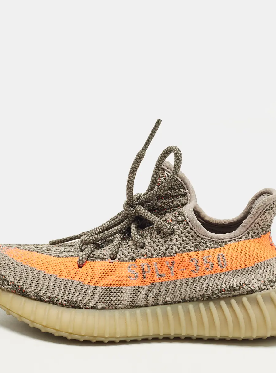Yeezy x Adidas Boost 350 V2 Beluga Size 37 1/3 Grey/Orange Knit Fabric Lace Up Sneakers