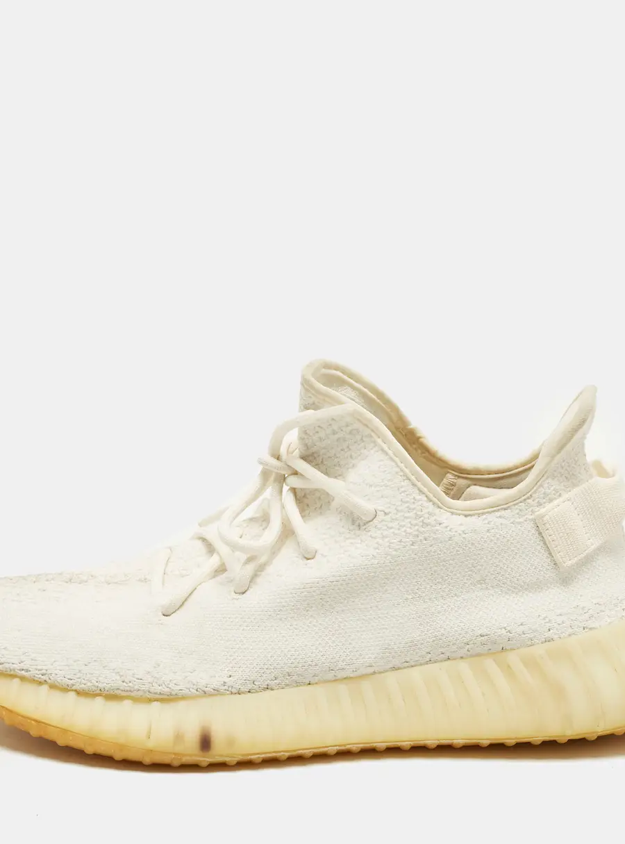 Yeezy x Adidas Boost 350 V2 Cream Size 44 2/3 White Knit Fabric Low Top Sneakers