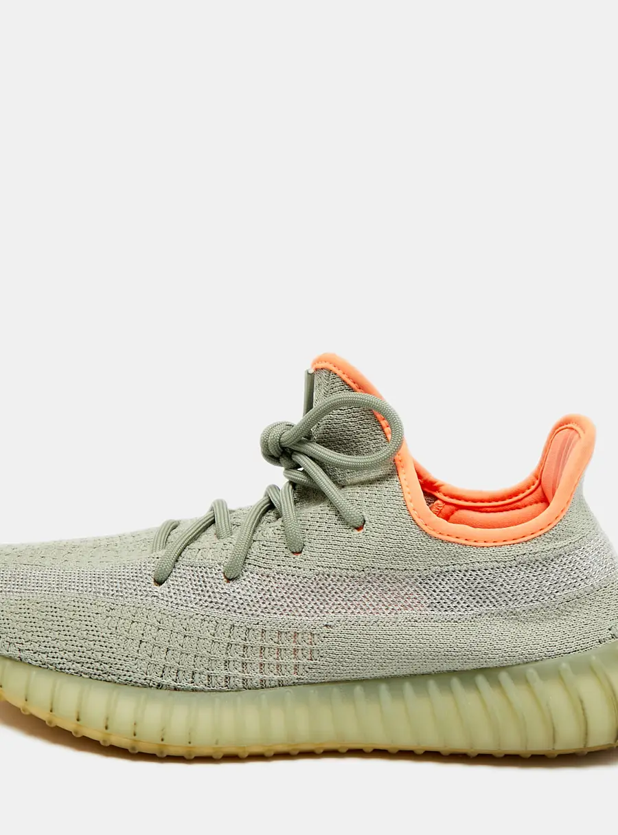 Yeezy x Adidas Boost 350 V2 Desert Sage Size 43 1/3 Green/Grey Knit Fabric Low Top Sneakers