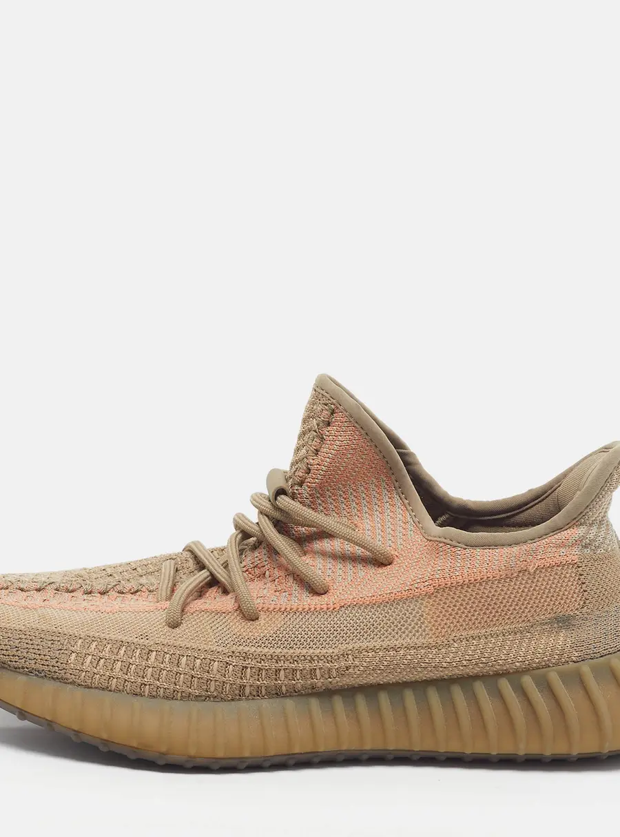 Yeezy x Adidas Boost 350 V2 Size 44.5 Beige Knit Fabric Sand Taupe Low Top Sneakers