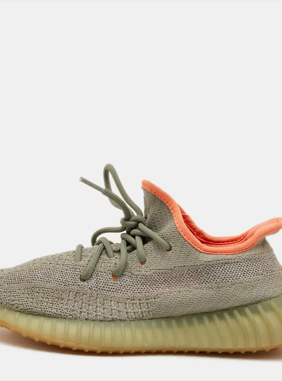 Yeezy x Adidas Boost 350 V2 Desert Sage Size 38 2/3 Green Knit Fabric Lace Up Sneakers