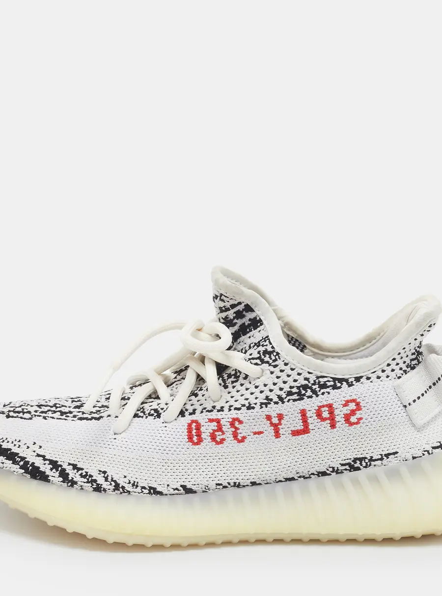 Yeezy x Adidas Boost 350 V2 Zebra Size 38 White/Black Knit Fabric Low Top Sneakers