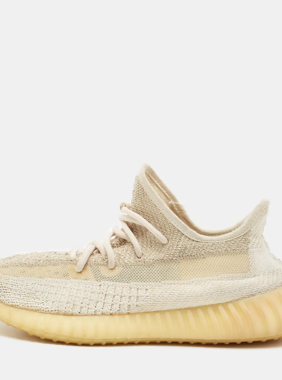 Yeezy x Adidas Natural Boost 350 V2 Size 41.5 Cream/White Knit Fabric Low Top Sneakers