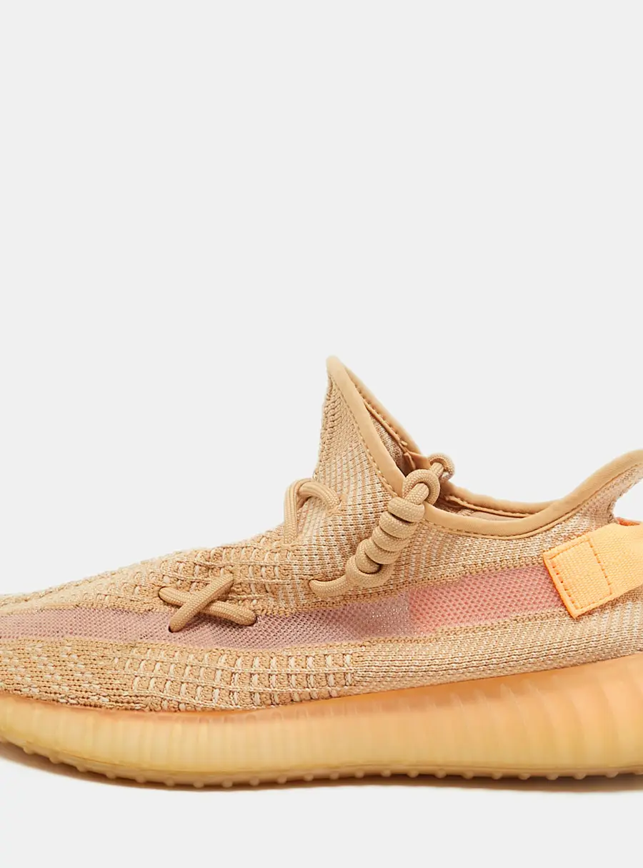 Yeezy x Adidas Boost 350 V2 Clay Size 41.5 Orange Knit Fabric Lace Up Sneakers