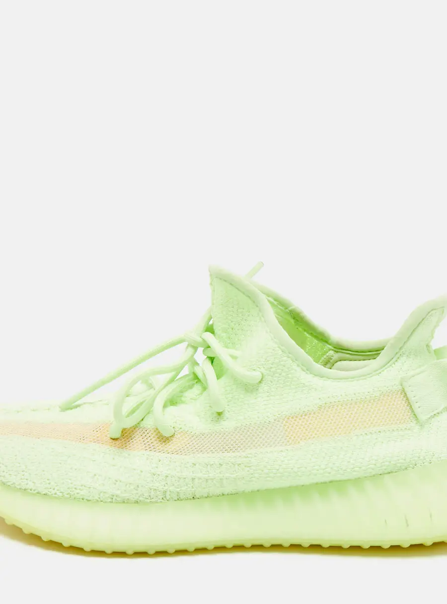 Yeezy x Adidas Boost 350 V2 Glow Size 41 1/3 Neon Green Knit Fabric Low Top Sneakers