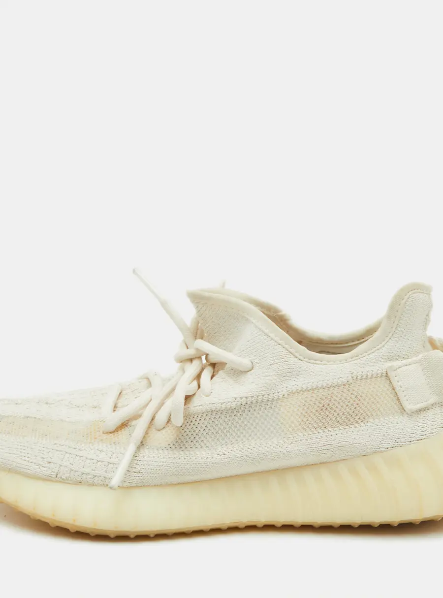 Yeezy x Adidas Bone Boost 350 V2 Size 39 1/3 White Knit Fabric Lace Up Sneakers