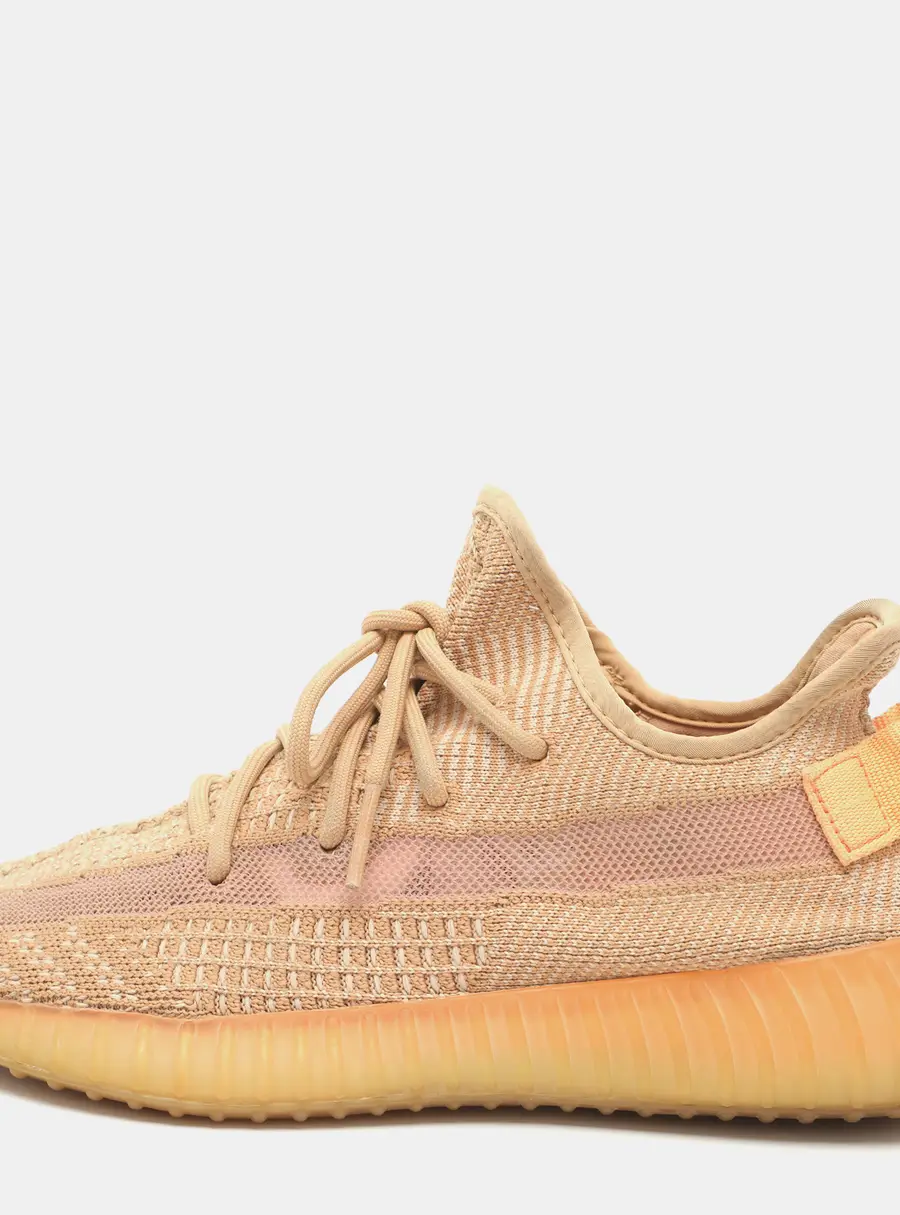 Yeezy x Adidas 'Clay' Boost 350 V2 Size 40 2/3 Orange Knit Fabric Low Top Sneakers