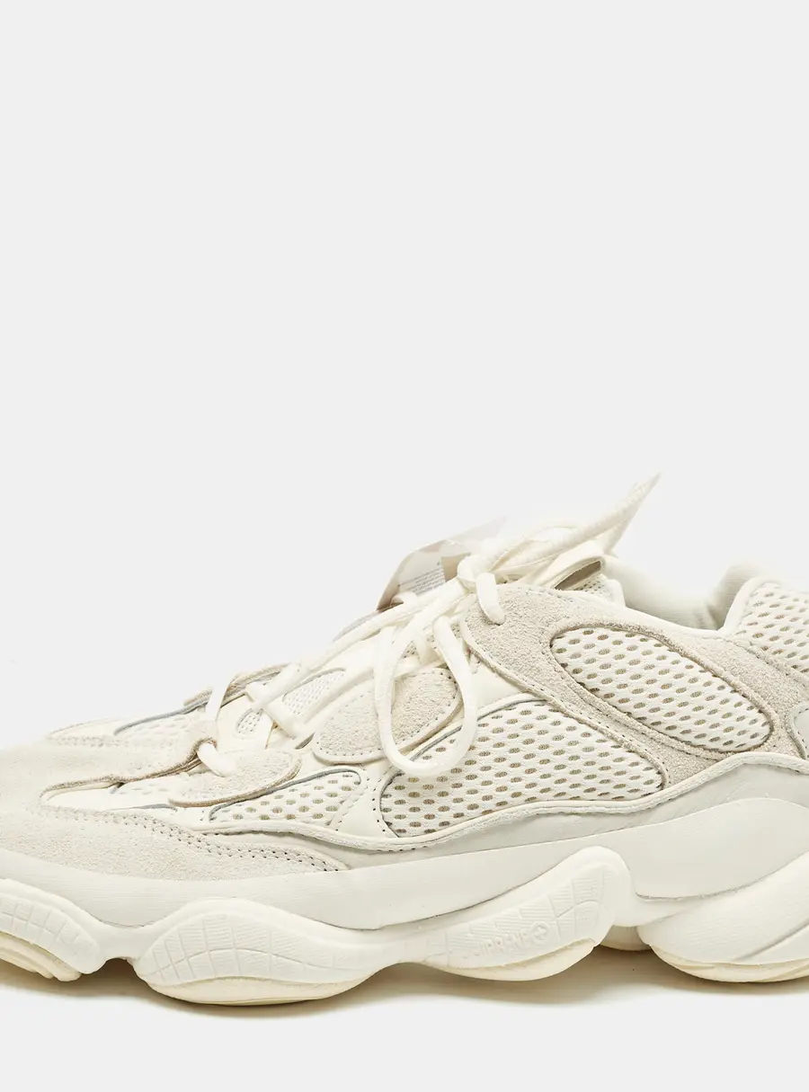 Yeezy x Adidas 500 Size 44 Cream Mesh and Suede Low Top Sneakers
