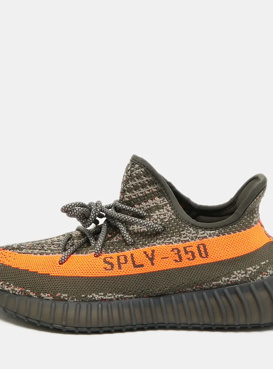 Yeezy x Adidas Boost 350 V2 Carbon Beluga Size 43 1/3 Grey Knit Fabric Low Top Sneakers