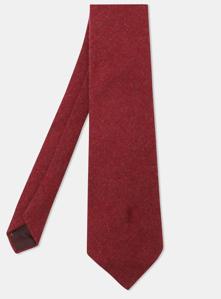 Yves Saint Laurent Red Wool Blend Heather Mist Neck Tie