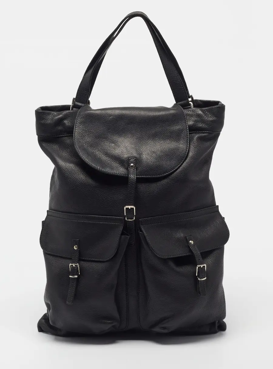 Yves Saint Laurent Black Leather Convertible Backpack