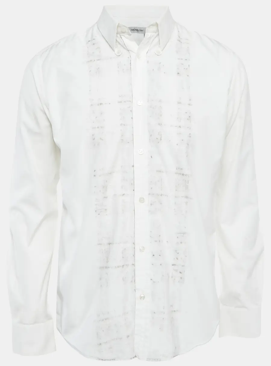 Yves Saint Laurent White Cotton Long Sleeve Shirt L