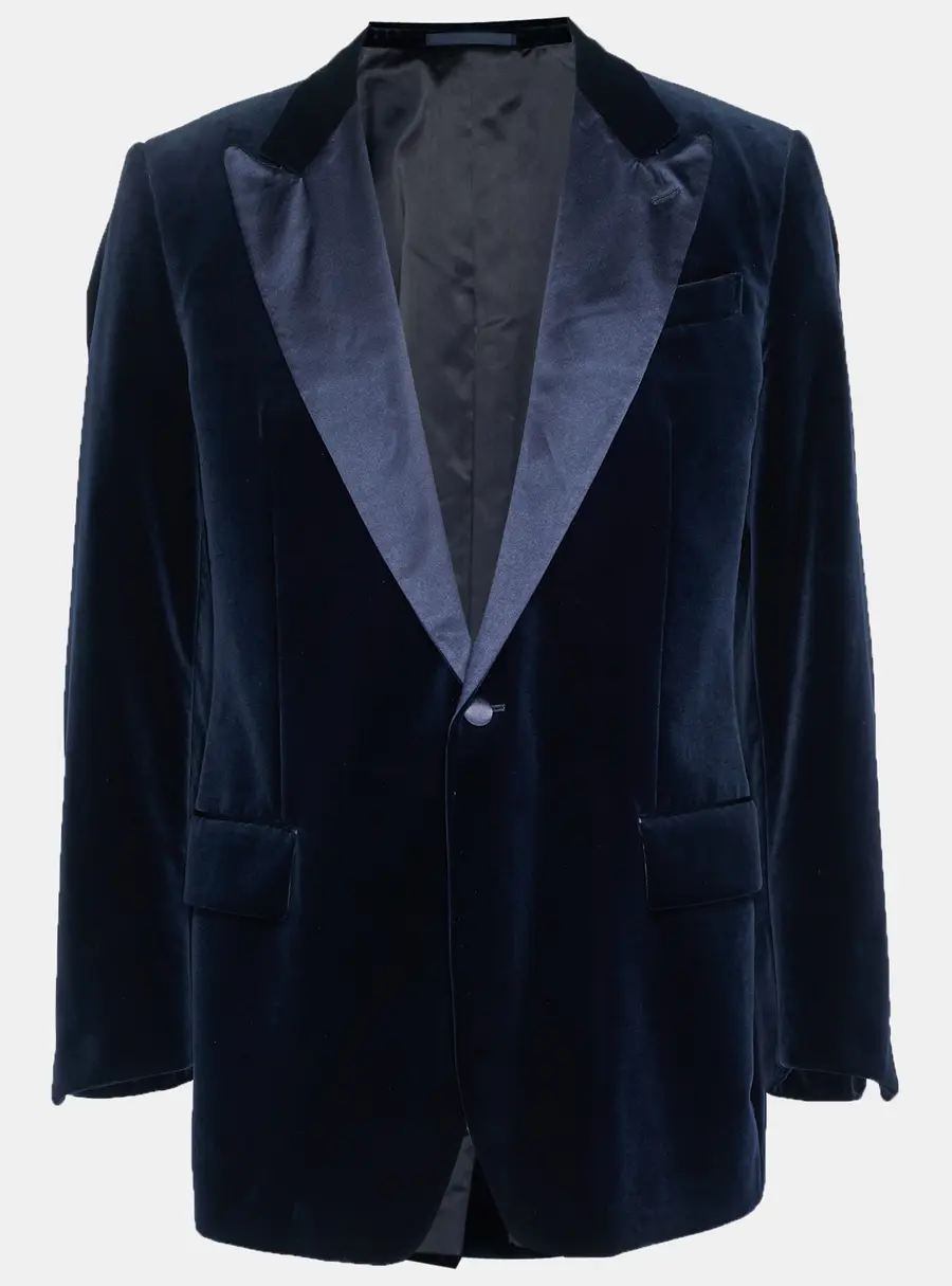 Yves Saint Laurent Blue Velvet Regular Fit Blazer XXL