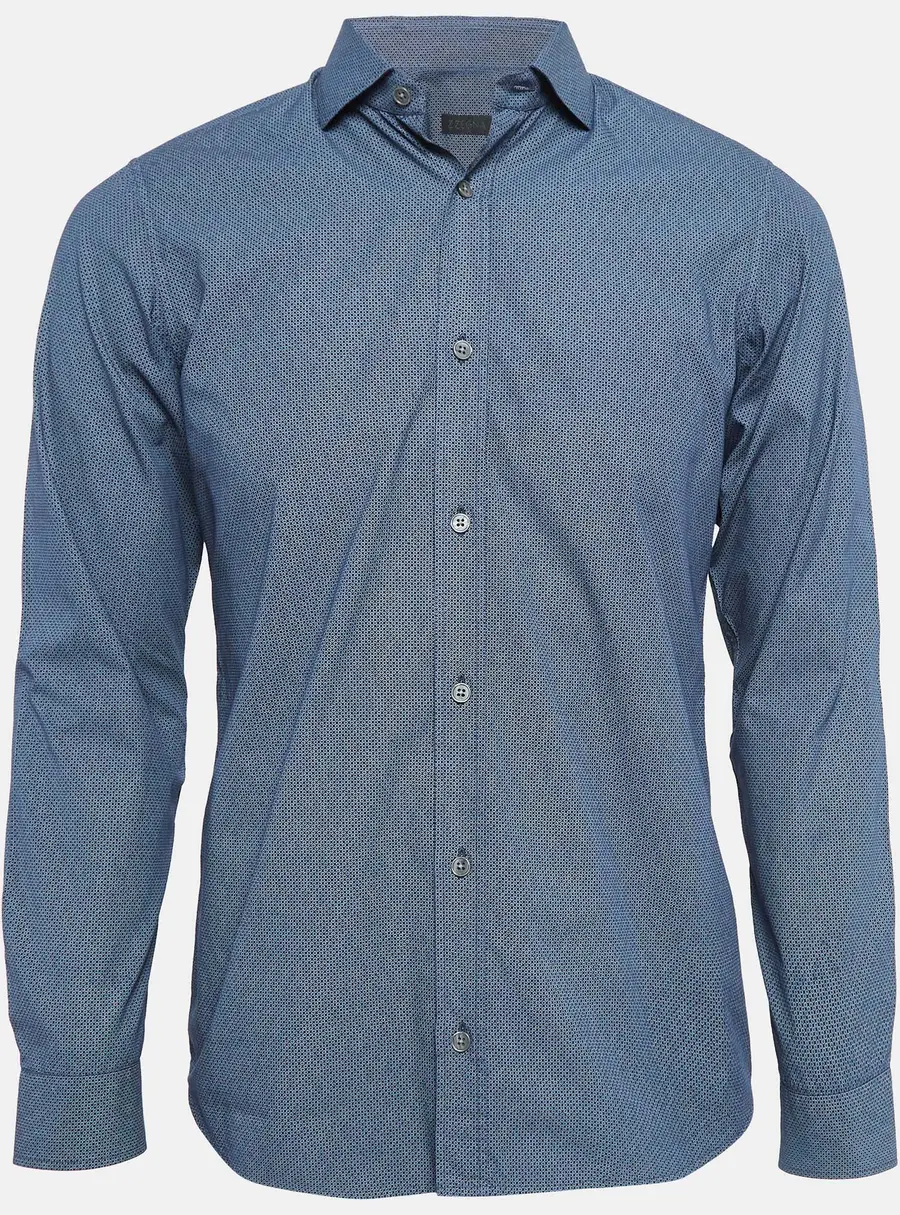 Z Zegna Blue Printed Cotton Button Front Shirt S