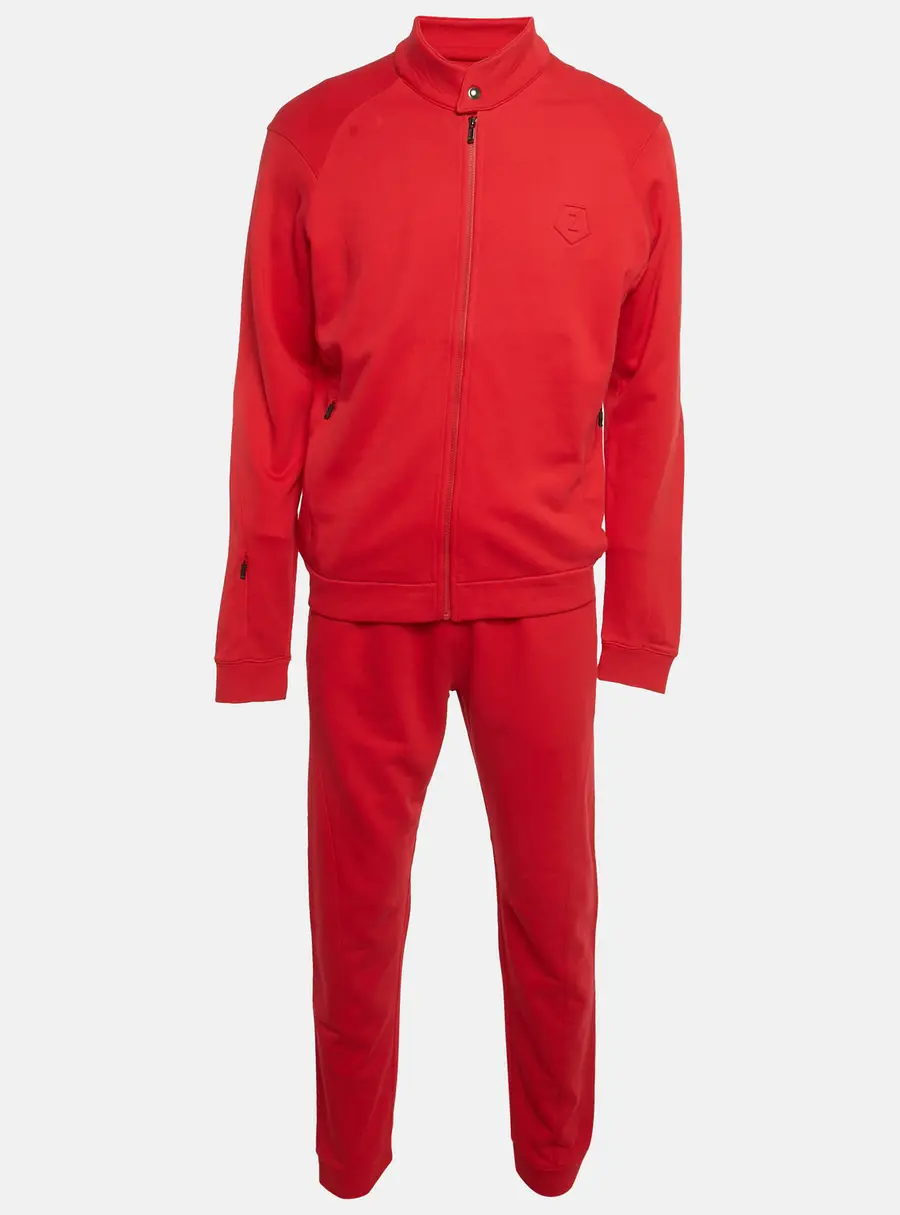 Z Zegna Red Cotton Knit Logo Embossed Set L/M