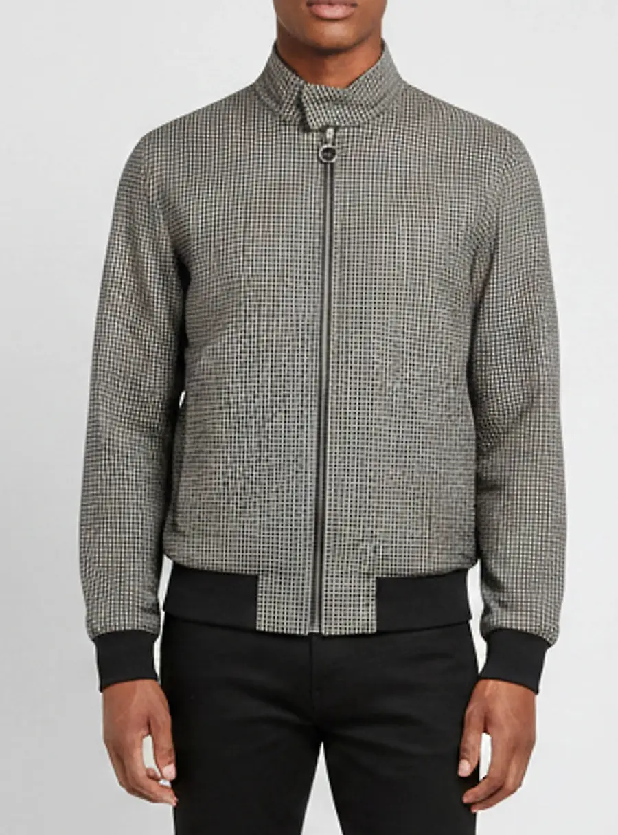 Z Zegna Multicolor Micro Plaid Techmerino Full Zip Windbreaker Jacket XS