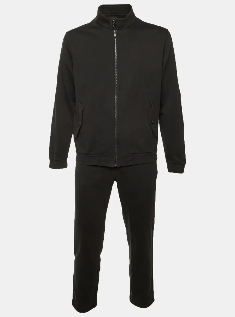 Z Zegna Black Cotton Knit Track Jacket & Pants L