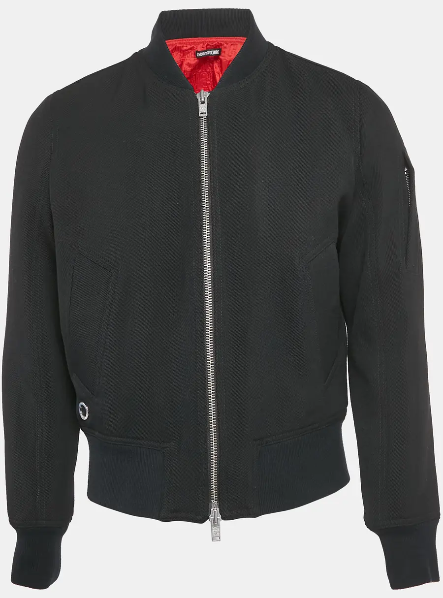 Zadig & Voltaire Black Gabardine Wool Blend Zip-Up Bradley Jacket S