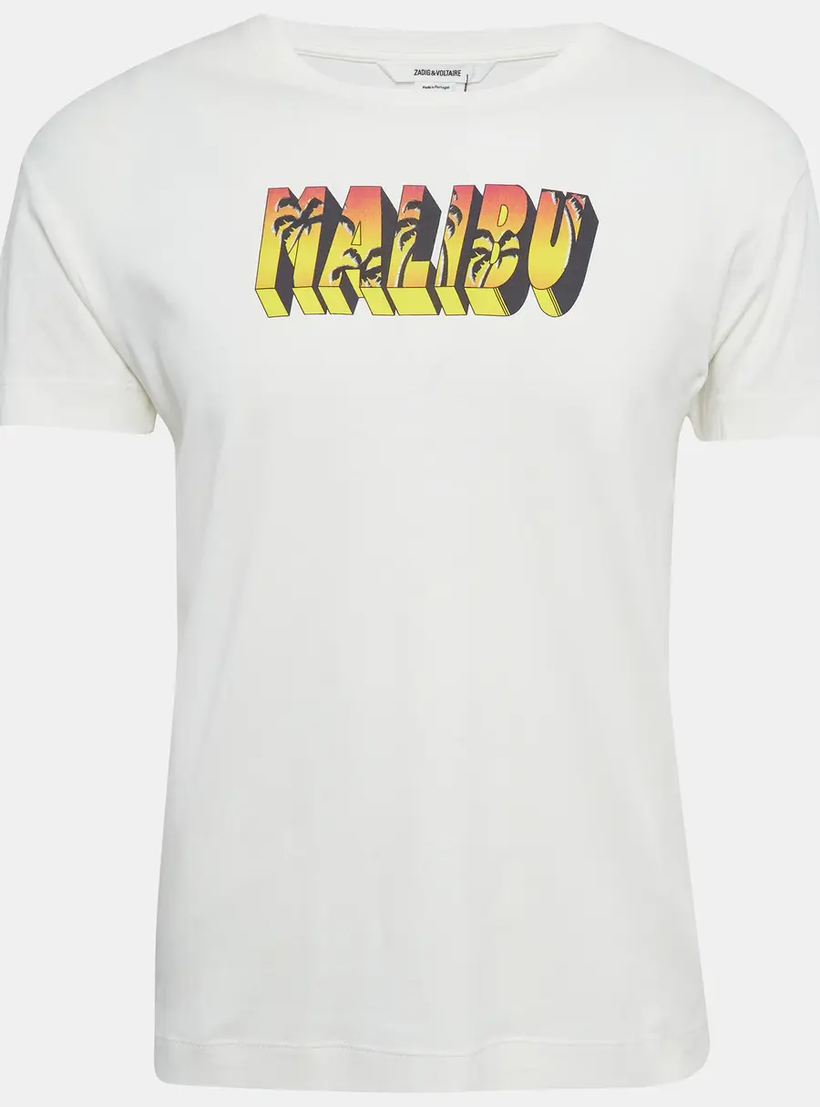 Zadig & Voltaire White Malibu Print Jersey Timor T-Shirt XS