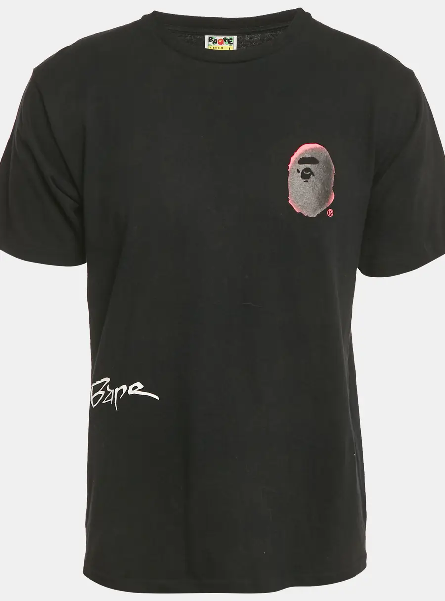 A Bathing Ape Black Back Street Print Cotton T-Shirt L