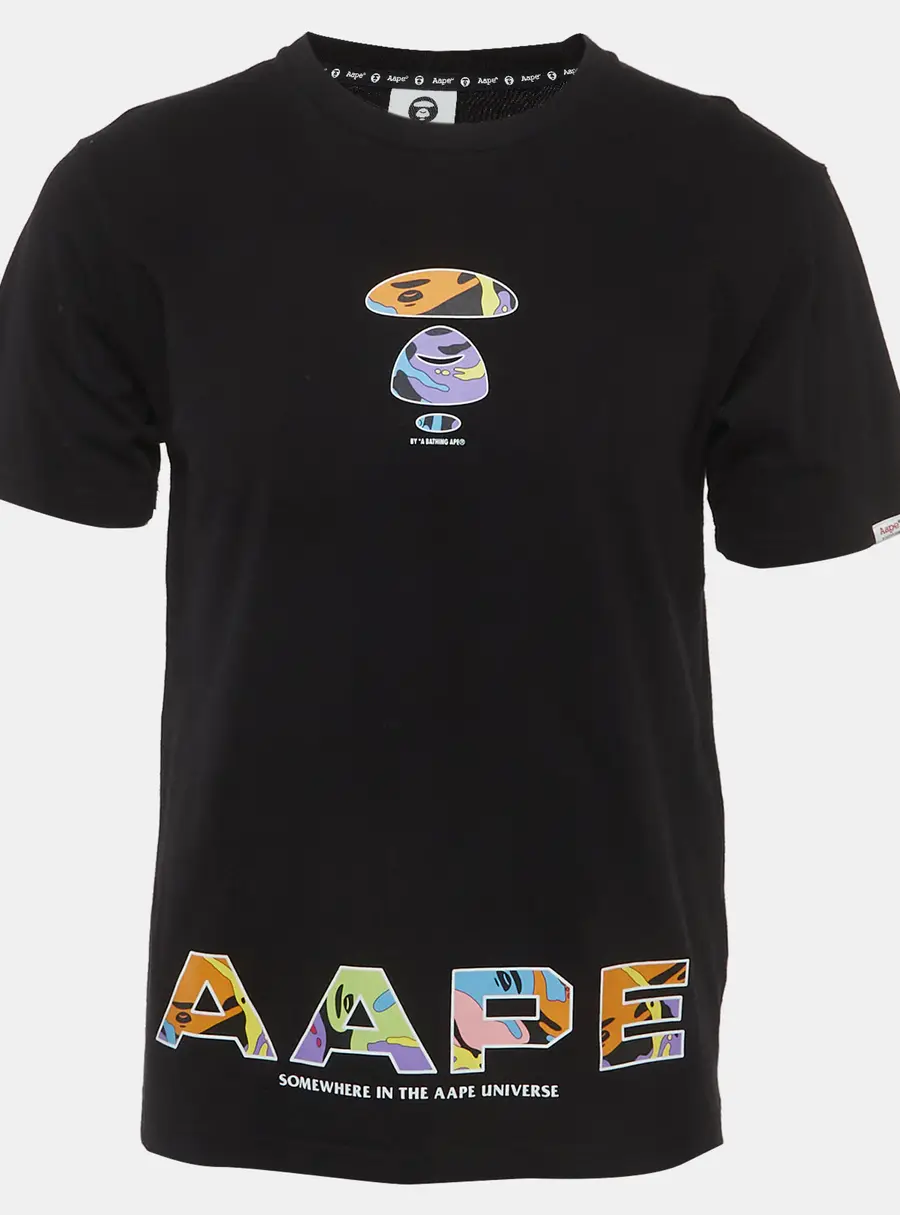 Aape A Bathing Ape Black Graphic Logo Print Jersey Small AAPE Head T-Shirt M